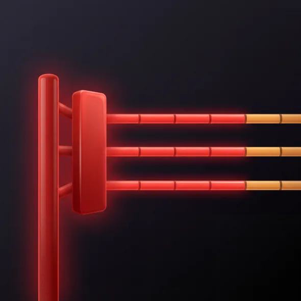 Asalto Round Timer app icon: a red boxing ring corner post with its ropes