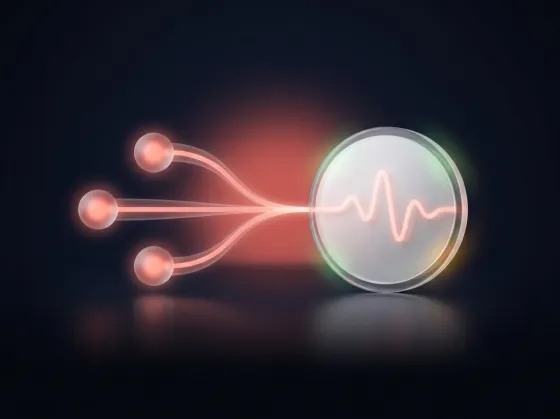 Three glowing points merging into a single pulse line