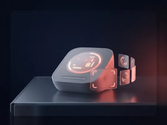 A blood pressure monitor with three photo frames around its screen