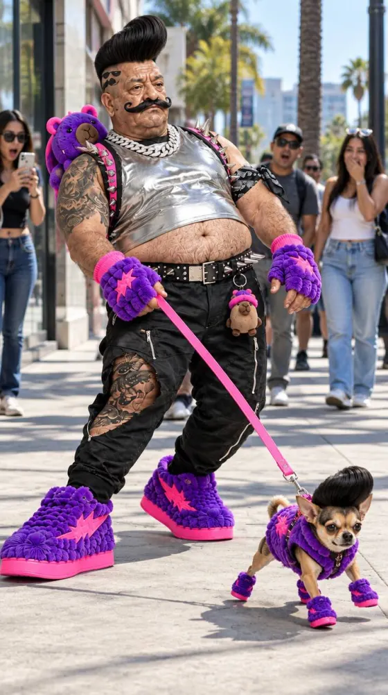 El Capi paseando a su perro por la calle